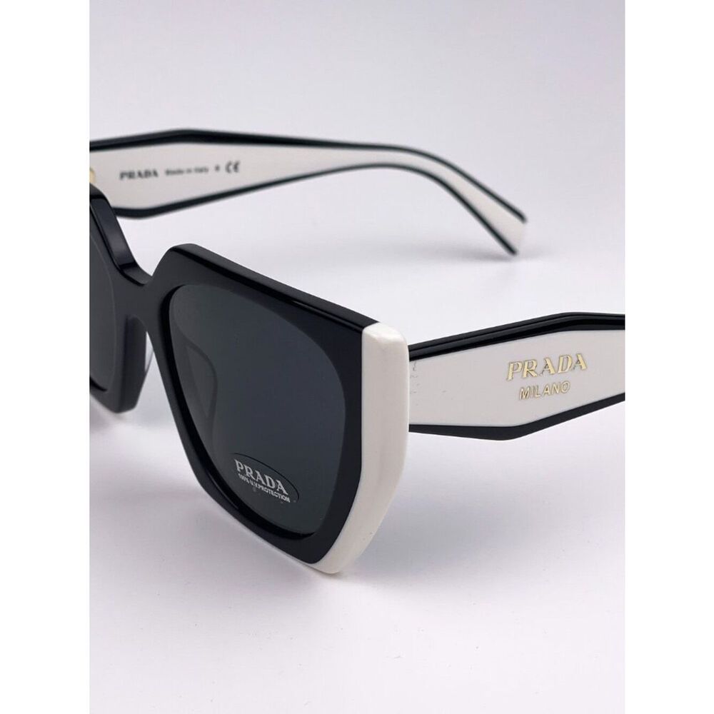 NEW Prada  PR15WS 09Q5S0 Black White Dark Gray Square Women Sunglasses - Picture 6 of 13